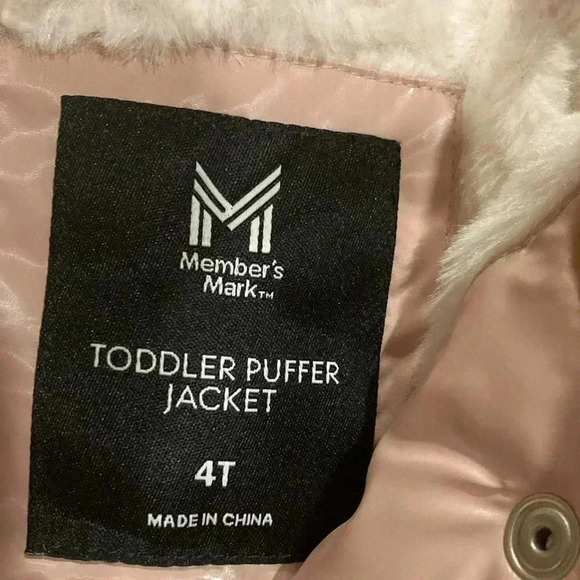 New Members Mark Toddler Sz. 4T Puffer Jacket Pink Removable Faux Fur Hood NWT - Picture 7 of 12